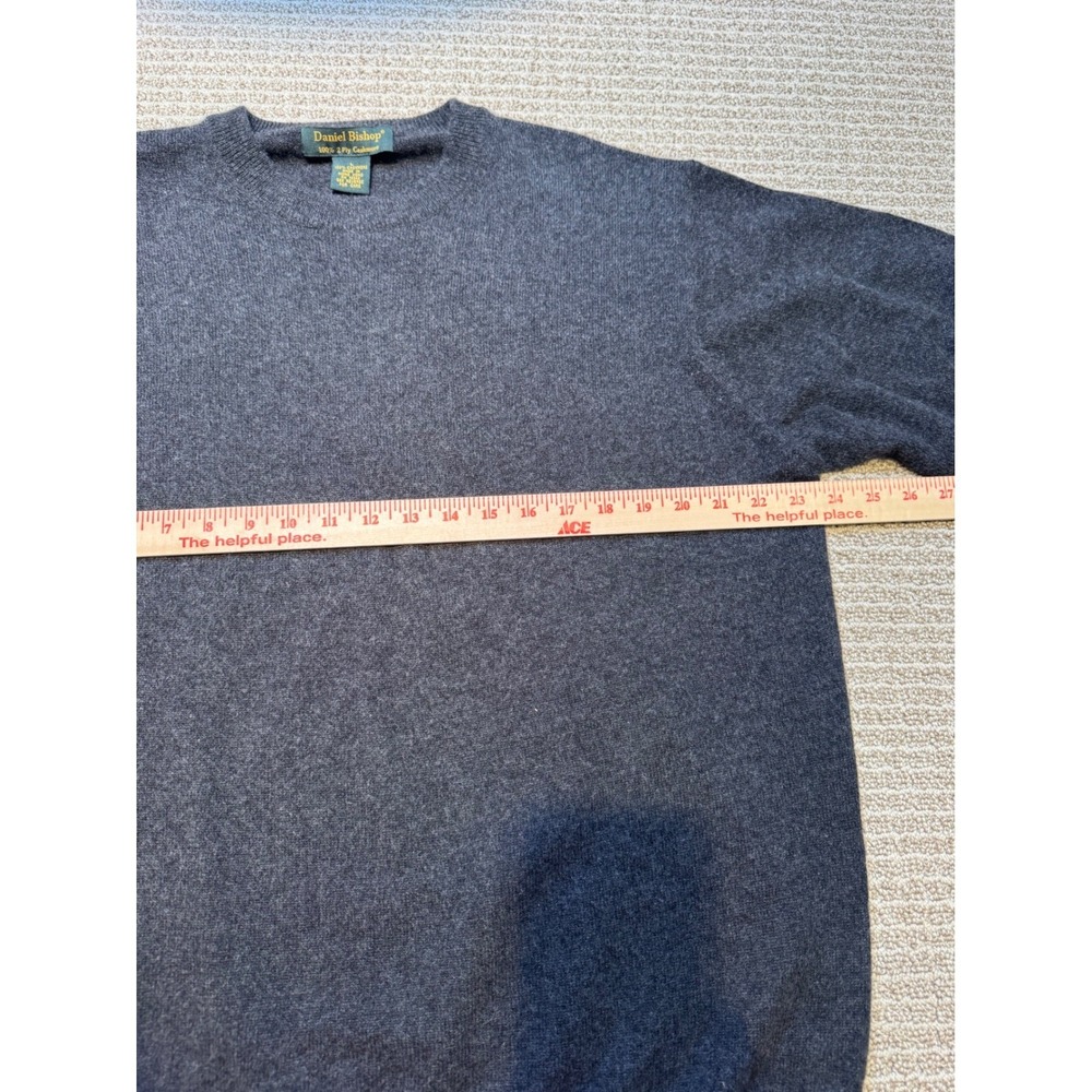 Daniel Bishop Mens Charcoal Grey 100% 2-Ply Cashmere Crewneck Sweater Large L - Picture 6 of 7